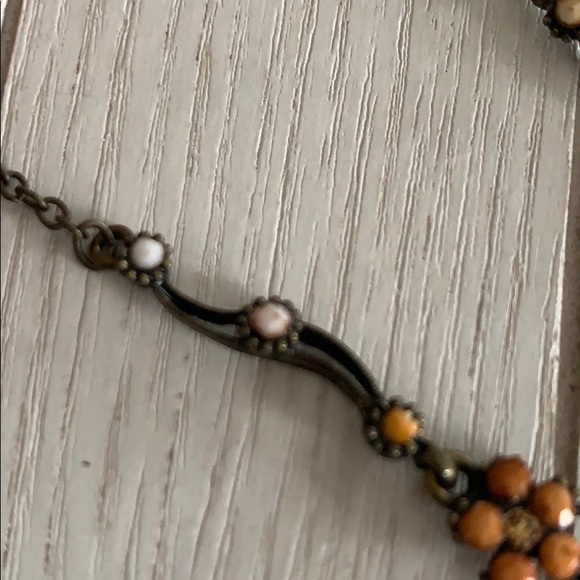 Brown Rhinestone Flower Necklace - Picture 6 of 6